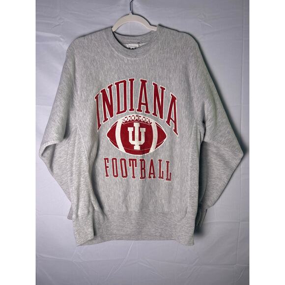 Lee IU INDIANA Football Gray Crewneck Pullover Heavy Sweatshirt Men's Size Large - Picture 1 of 3